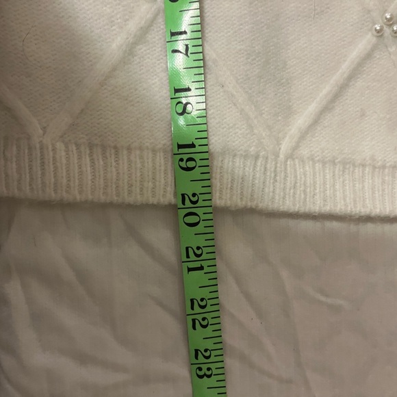 Broadway 38 Wool Blend Pearl Embellished Crop Tank Top, Size Large - Picture 5 of 6